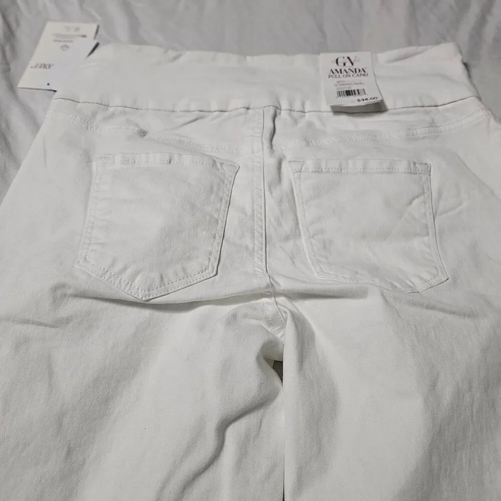Gloria Vanderbilt Amanda Capri Vintage White Size 6 Cotton Blend Stretch